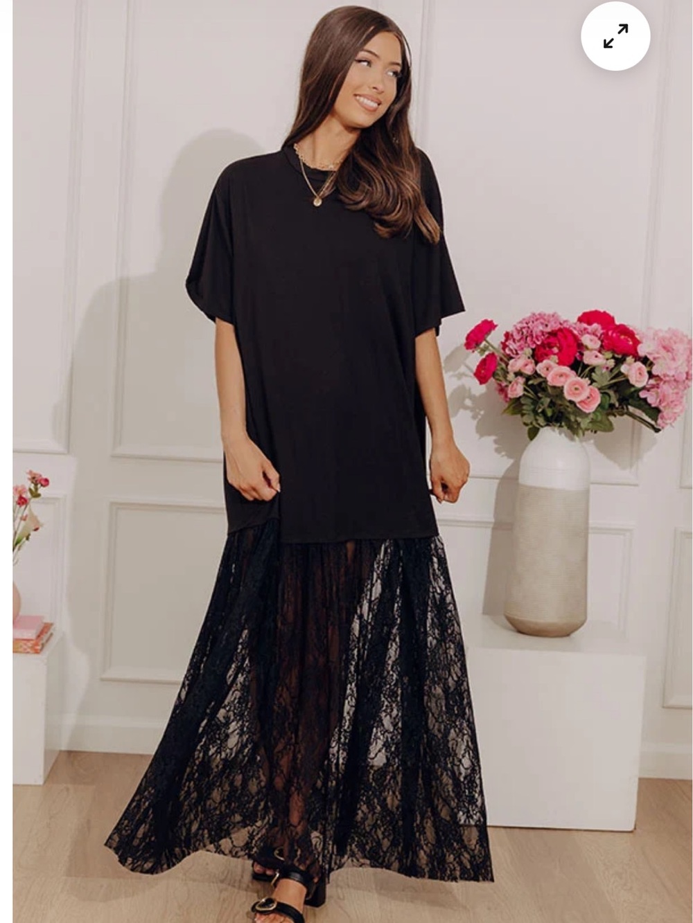 Mable Black Lace Maxi dress